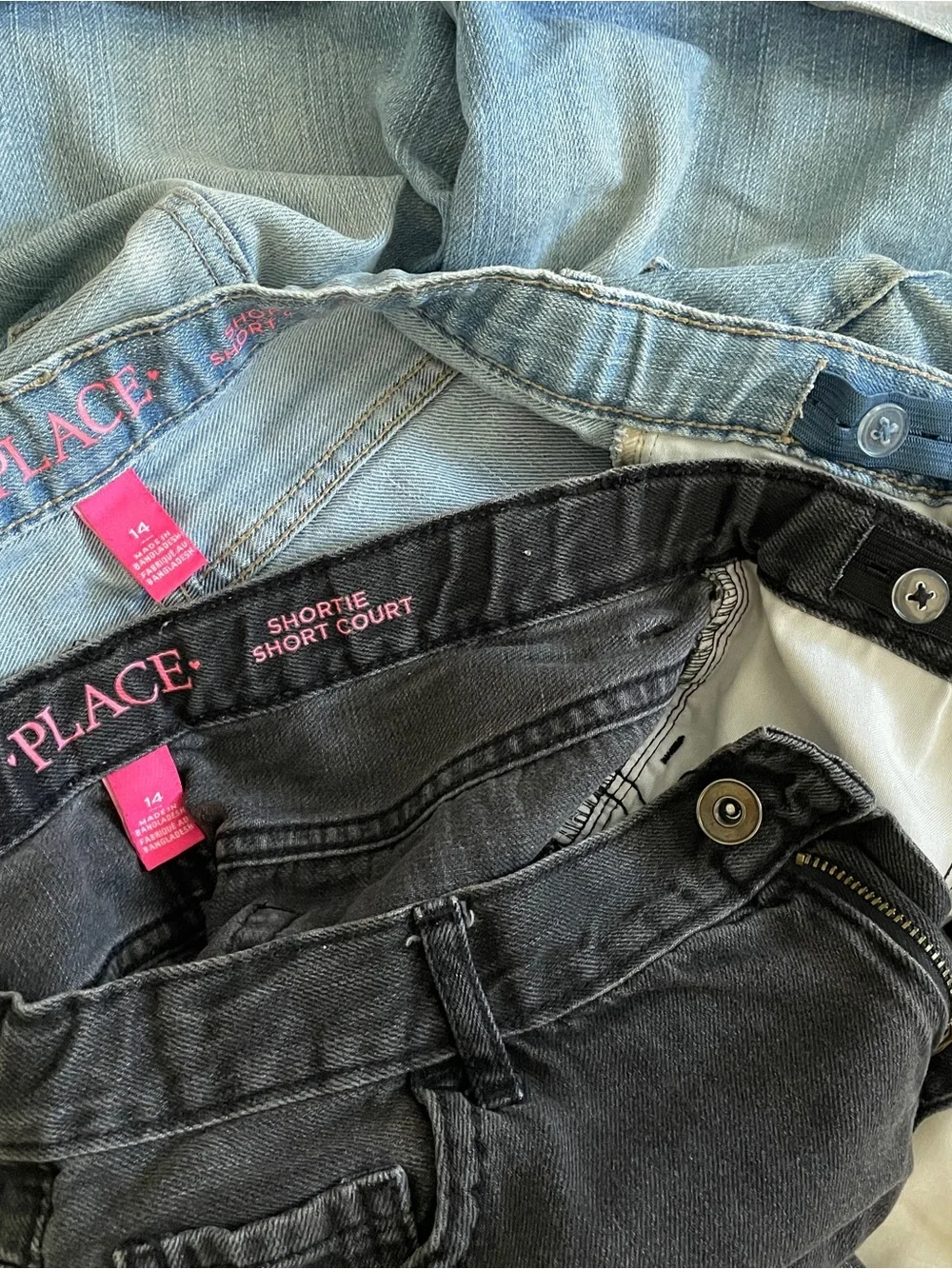 The Children's Place Girls Denim Shortie Shorts Size 14 Lot Of 2 Blue, Black